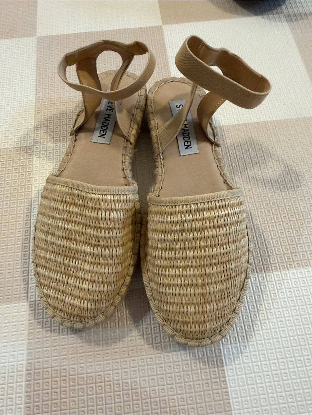 Steve Madden Natural Woven Espadrille Sandals with Ankle Strap